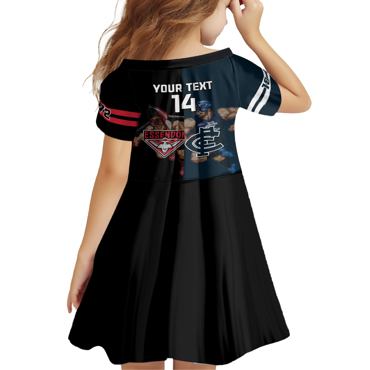 Custom Blues And Bombers Football Kid Short Sleeve Dress 2024 Together Sporty