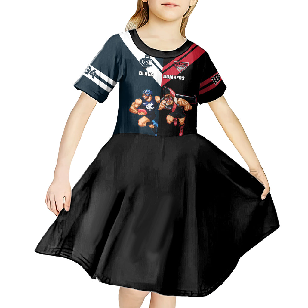 Custom Blues And Bombers Football Kid Short Sleeve Dress 2024 Together Sporty