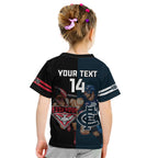 Custom Blues And Bombers Football Kid T Shirt 2024 Together Sporty