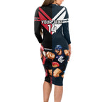 Custom Blues And Bombers Football Long Sleeve Bodycon Dress 2024 Together Sporty