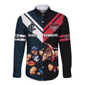 Custom Blues And Bombers Football Long Sleeve Button Shirt 2024 Together Sporty