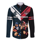 Custom Blues And Bombers Football Long Sleeve Button Shirt 2024 Together Sporty