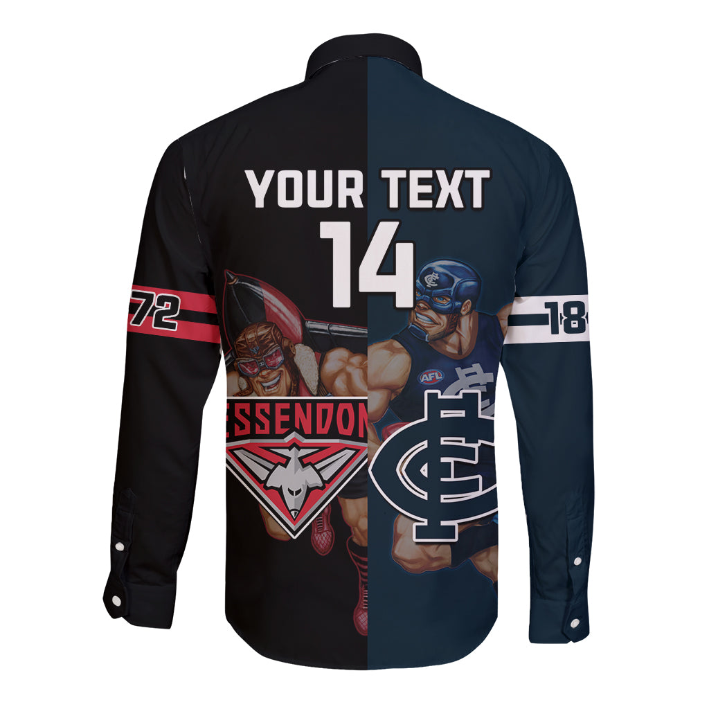 Custom Blues And Bombers Football Long Sleeve Button Shirt 2024 Together Sporty