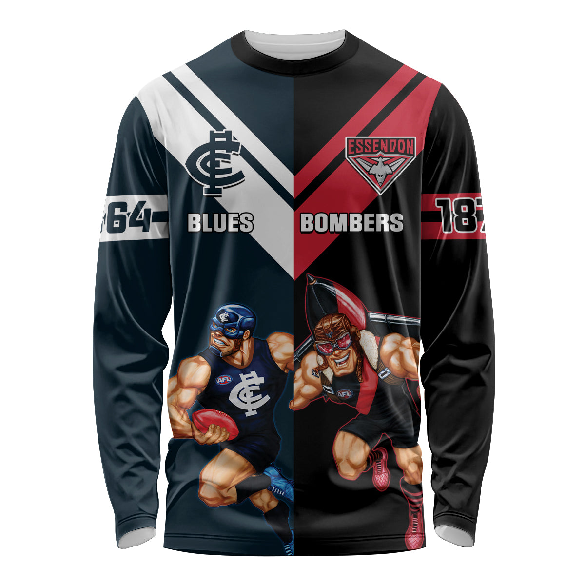 Custom Blues And Bombers Football Long Sleeve Shirt 2024 Together Sporty