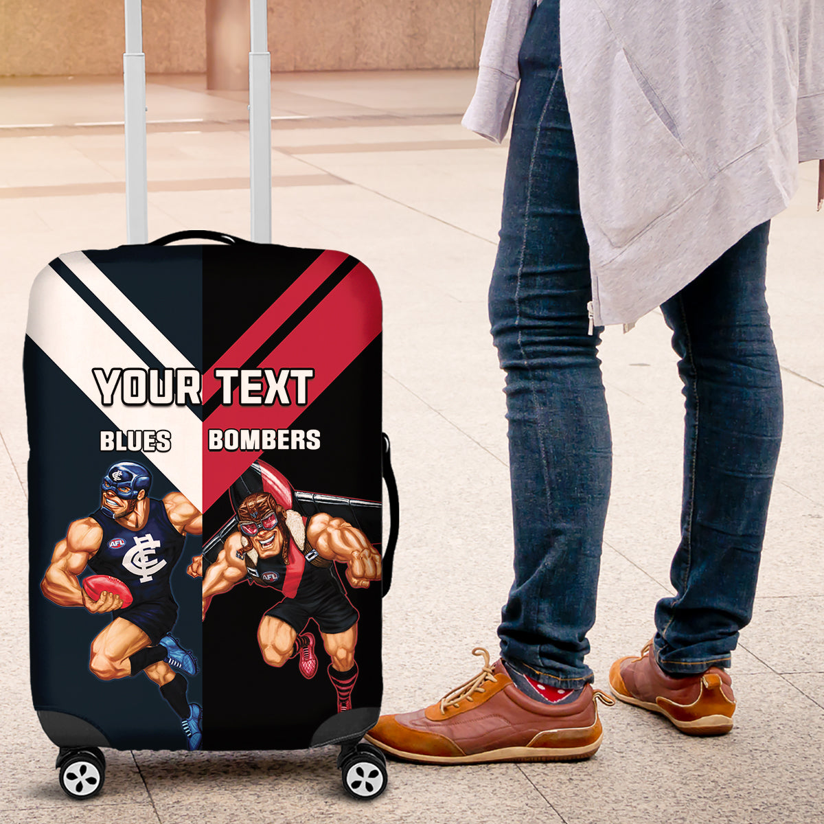 Custom Blues And Bombers Football Luggage Cover 2024 Together Sporty