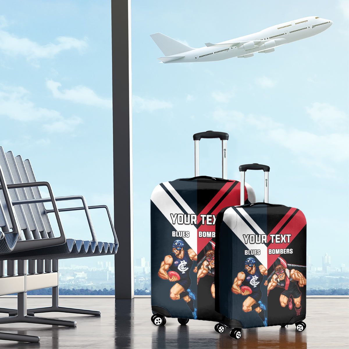 Custom Blues And Bombers Football Luggage Cover 2024 Together Sporty
