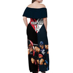 Custom Blues And Bombers Football Off Shoulder Maxi Dress 2024 Together Sporty