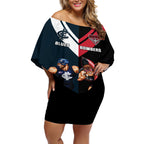 Custom Blues And Bombers Football Off Shoulder Short Dress 2024 Together Sporty