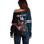 Custom Blues And Bombers Football Off Shoulder Sweater 2024 Together Sporty