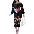 Custom Blues And Bombers Football Off The Shoulder Long Sleeve Dress 2024 Together Sporty