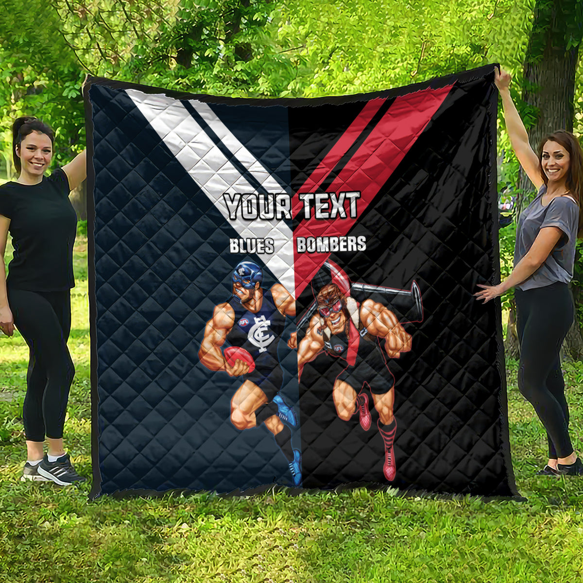 Custom Blues And Bombers Football Quilt 2024 Together Sporty