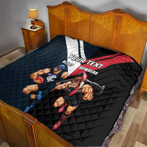 Custom Blues And Bombers Football Quilt 2024 Together Sporty