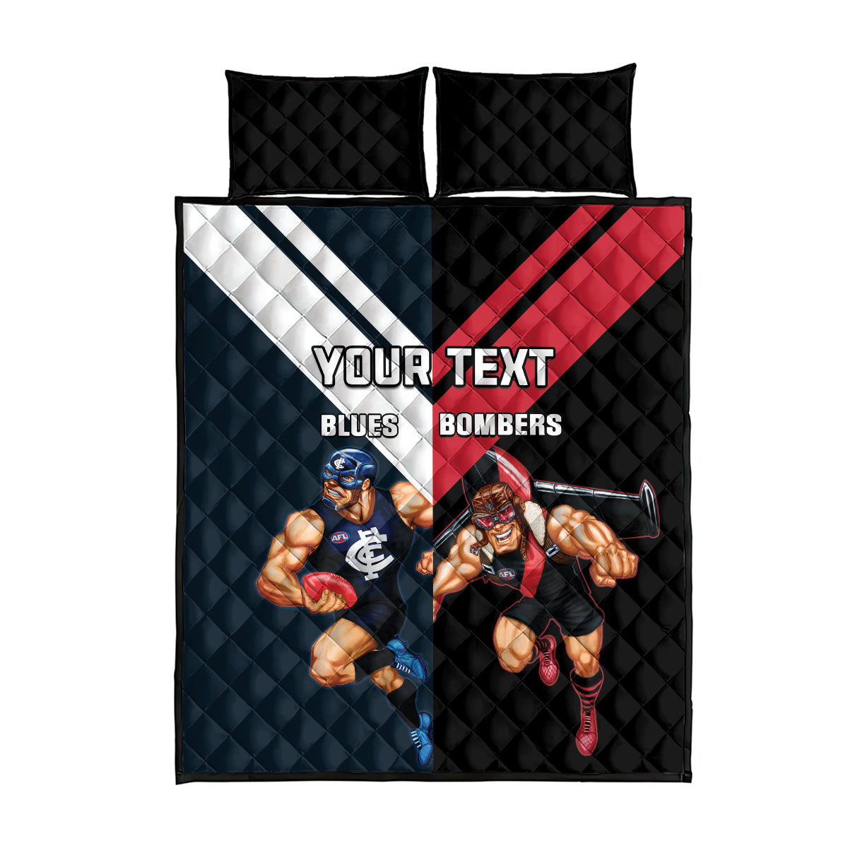 Custom Blues And Bombers Football Quilt Bed Set 2024 Together Sporty