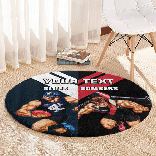 Custom Blues And Bombers Football Round Carpet 2024 Together Sporty