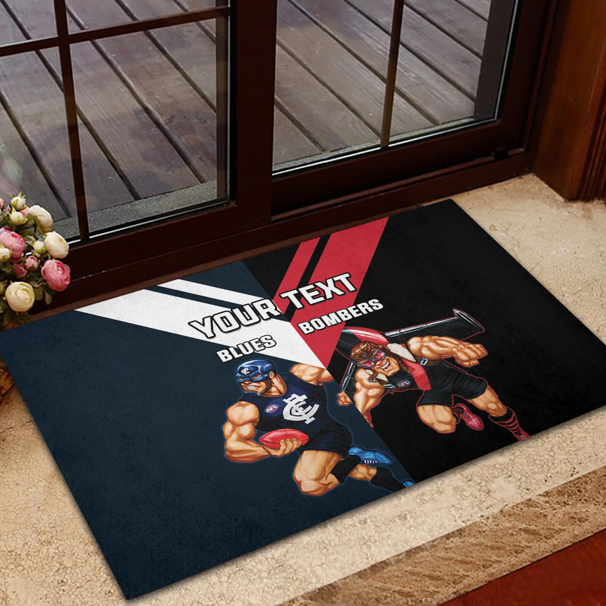 Custom Blues And Bombers Football Rubber Doormat 2024 Together Sporty