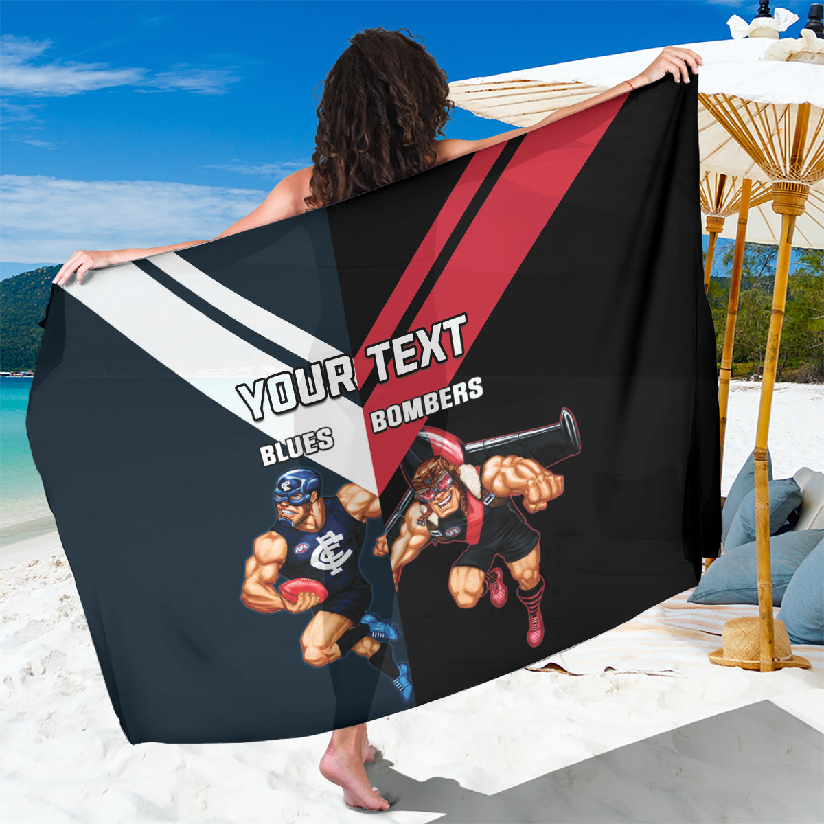 Custom Blues And Bombers Football Sarong 2024 Together Sporty