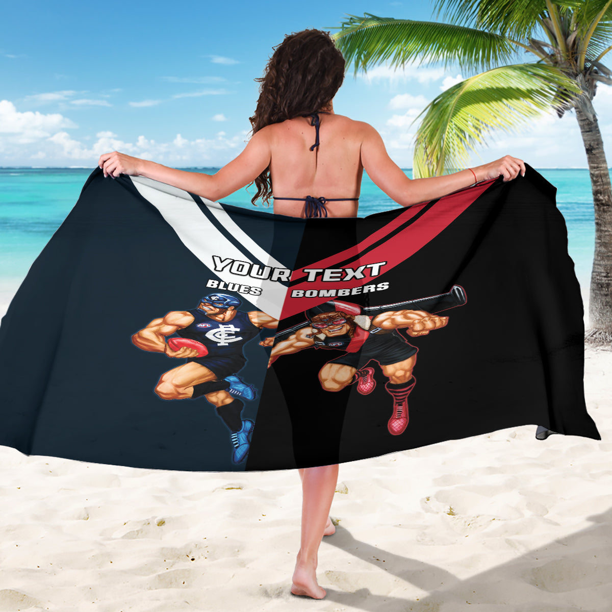 Custom Blues And Bombers Football Sarong 2024 Together Sporty