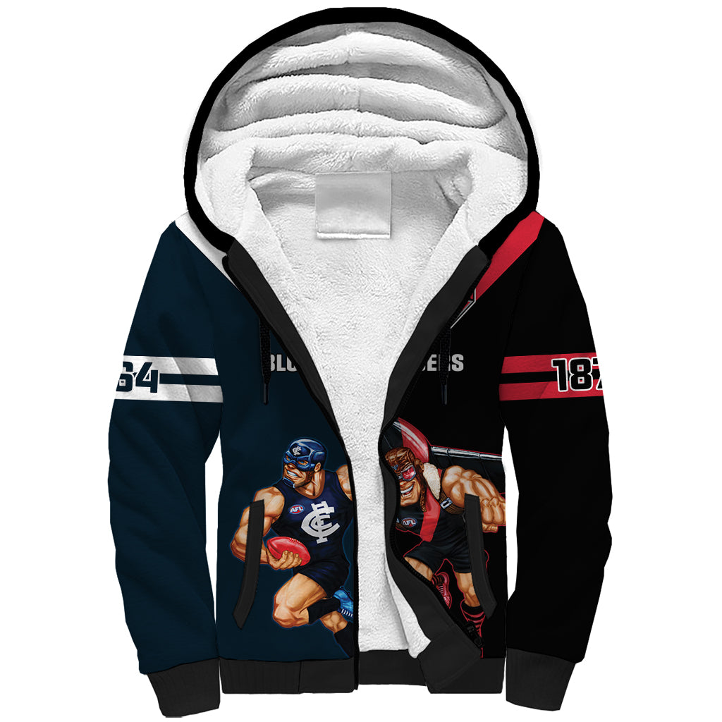Custom Blues And Bombers Football Sherpa Hoodie 2024 Together Sporty