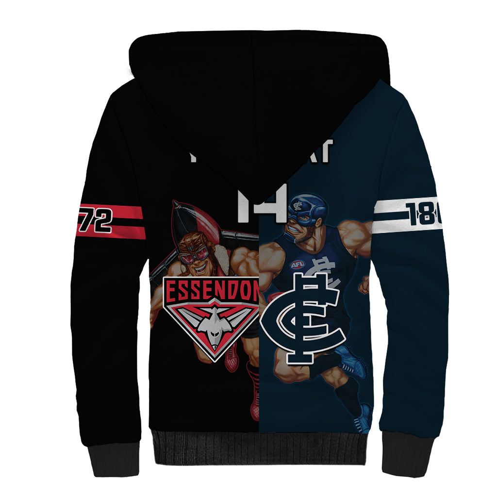 Custom Blues And Bombers Football Sherpa Hoodie 2024 Together Sporty