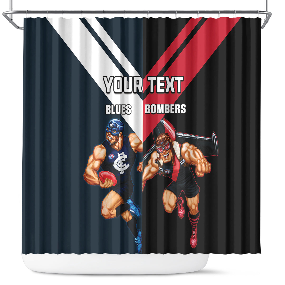 Custom Blues And Bombers Football Shower Curtain 2024 Together Sporty