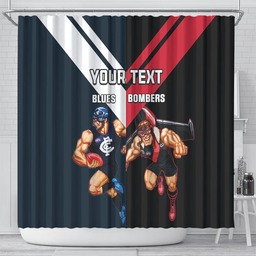 Custom Blues And Bombers Football Shower Curtain 2024 Together Sporty