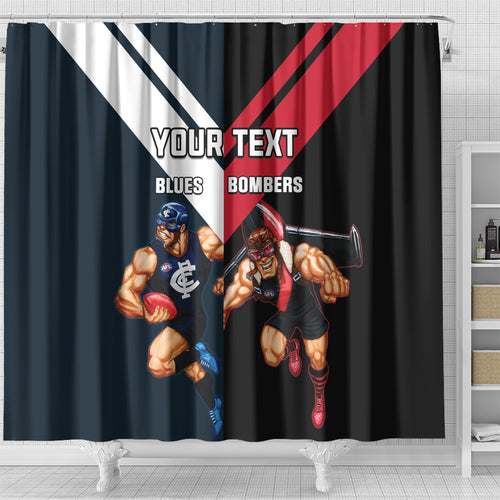 Custom Blues And Bombers Football Shower Curtain 2024 Together Sporty