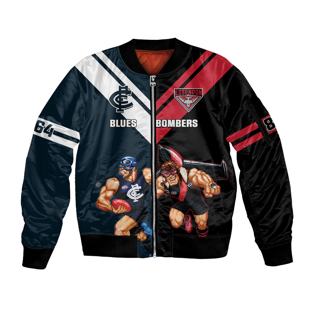 Custom Blues And Bombers Football Sleeve Zip Bomber Jacket 2024 Together Sporty