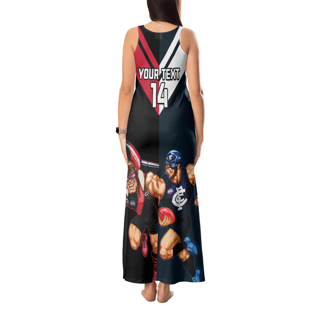Custom Blues And Bombers Football Tank Maxi Dress 2024 Together Sporty