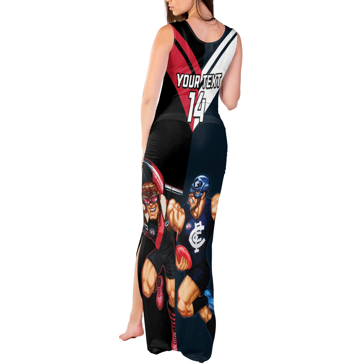 Custom Blues And Bombers Football Tank Maxi Dress 2024 Together Sporty