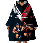 Custom Blues And Bombers Football Wearable Blanket Hoodie 2024 Together Sporty