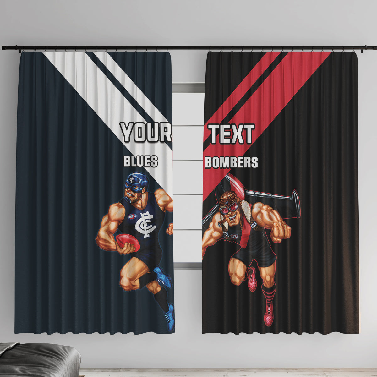 Custom Blues And Bombers Football Window Curtain 2024 Together Sporty