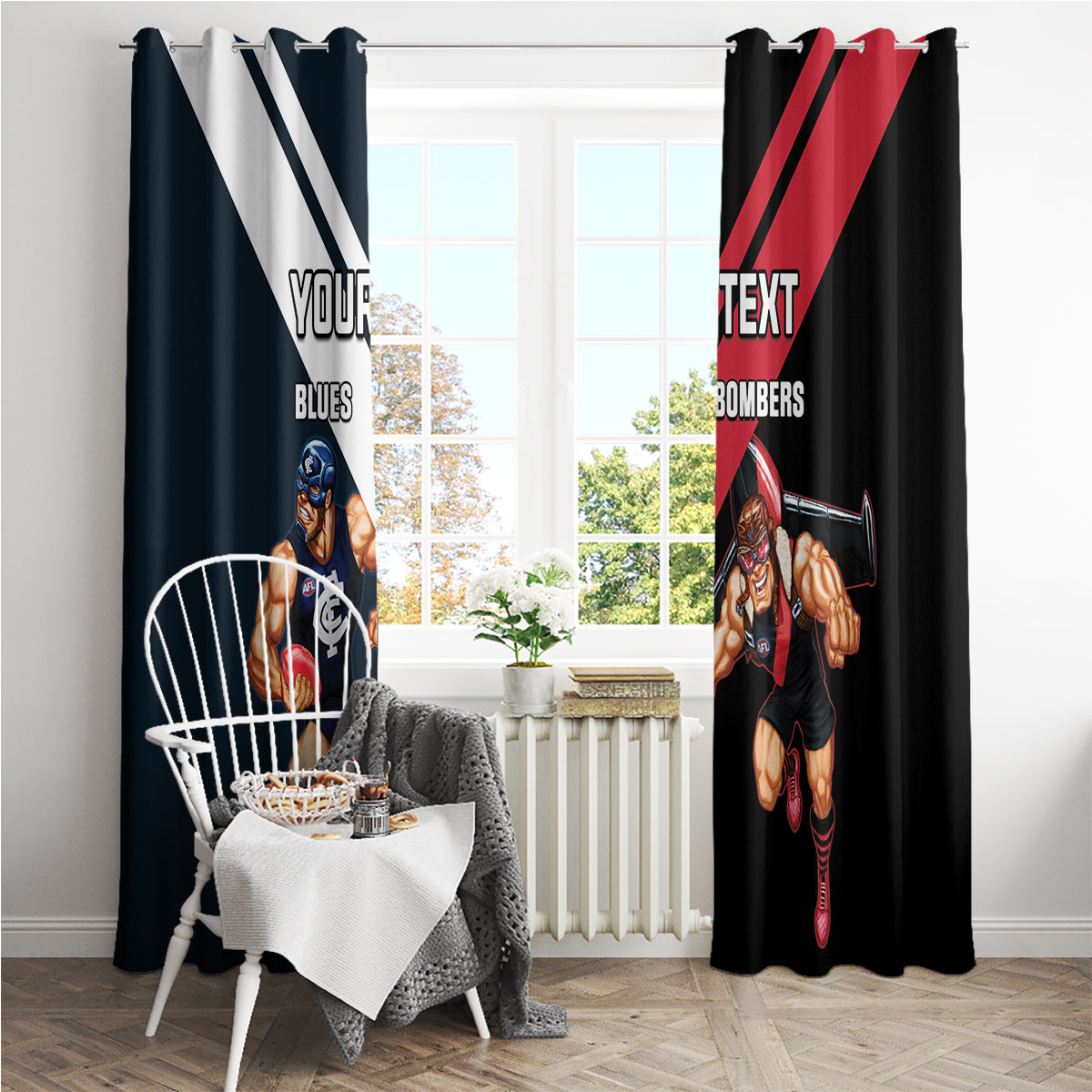 Custom Blues And Bombers Football Window Curtain 2024 Together Sporty