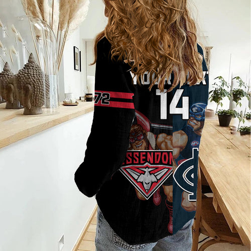 Custom Blues And Bombers Football Women Casual Shirt 2024 Together Sporty