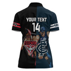 Custom Blues And Bombers Football Women Polo Shirt 2024 Together Sporty