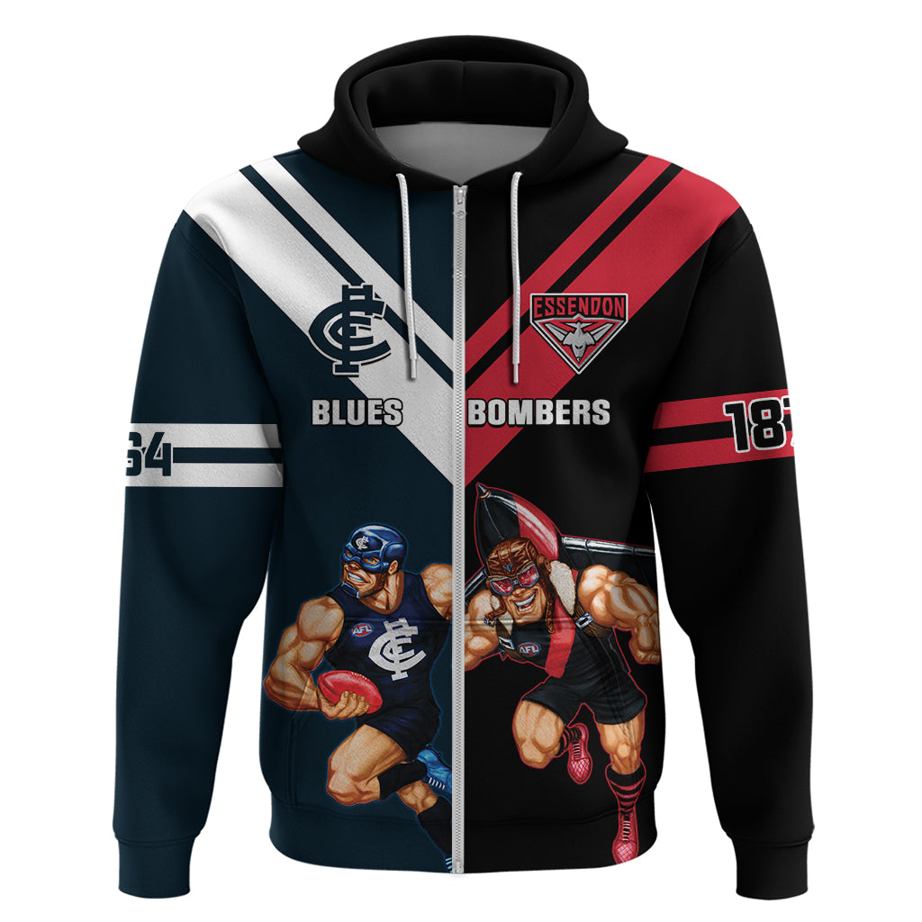 Custom Blues And Bombers Football Zip Hoodie 2024 Together Sporty
