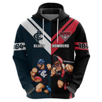 Custom Blues And Bombers Football Zip Hoodie 2024 Together Sporty