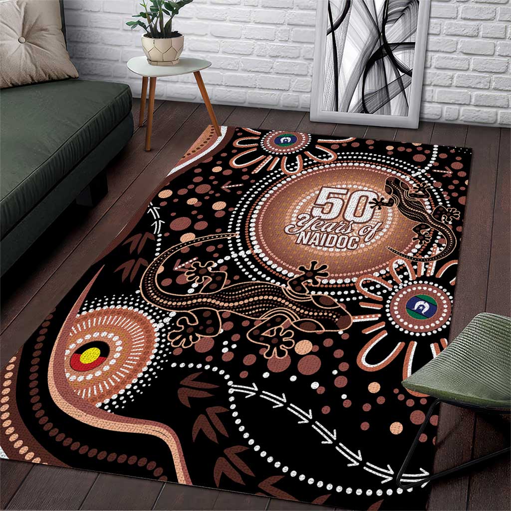 Australia NAIDOC Week Area Rug Happy 50th Anniversary Brown Version