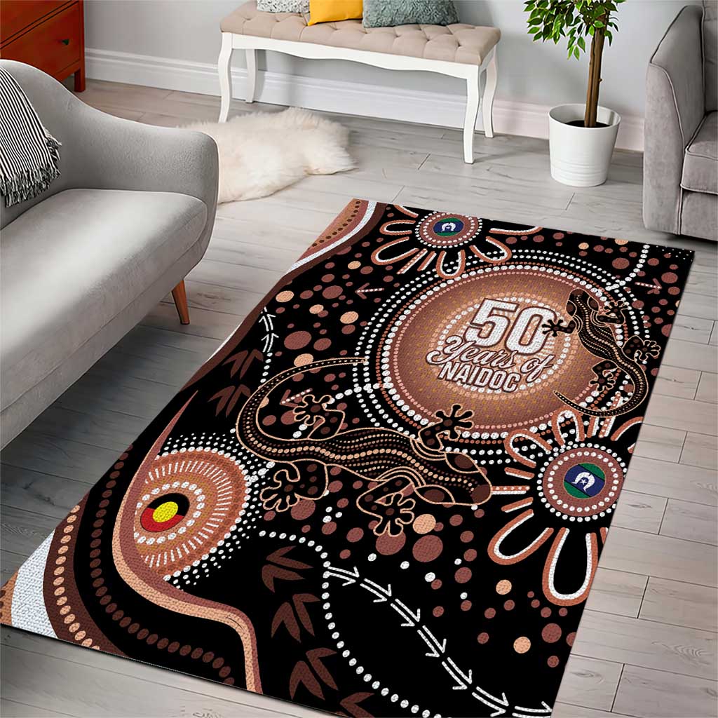 Australia NAIDOC Week Area Rug Happy 50th Anniversary Brown Version