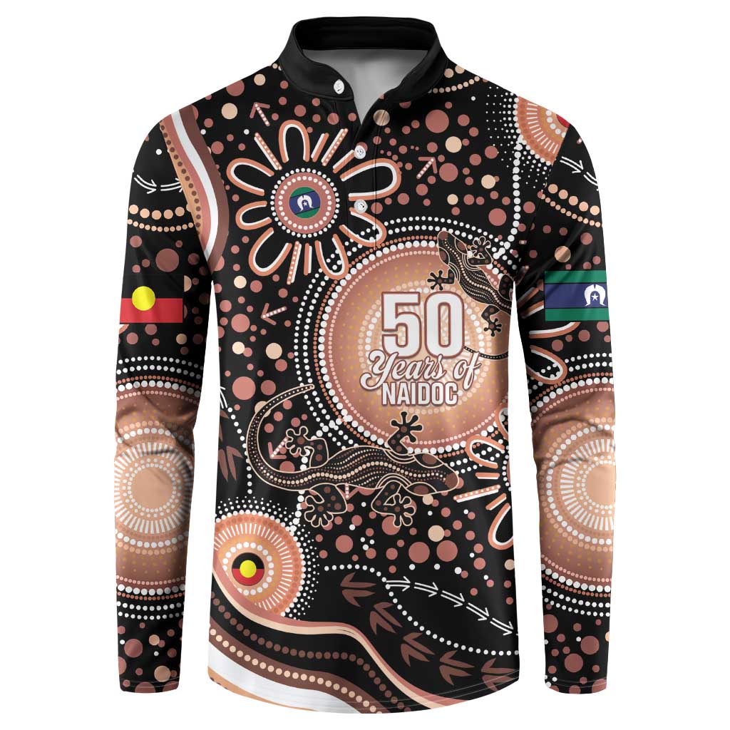 Australia NAIDOC Week Button Sweatshirt Happy 50th Anniversary Brown Version
