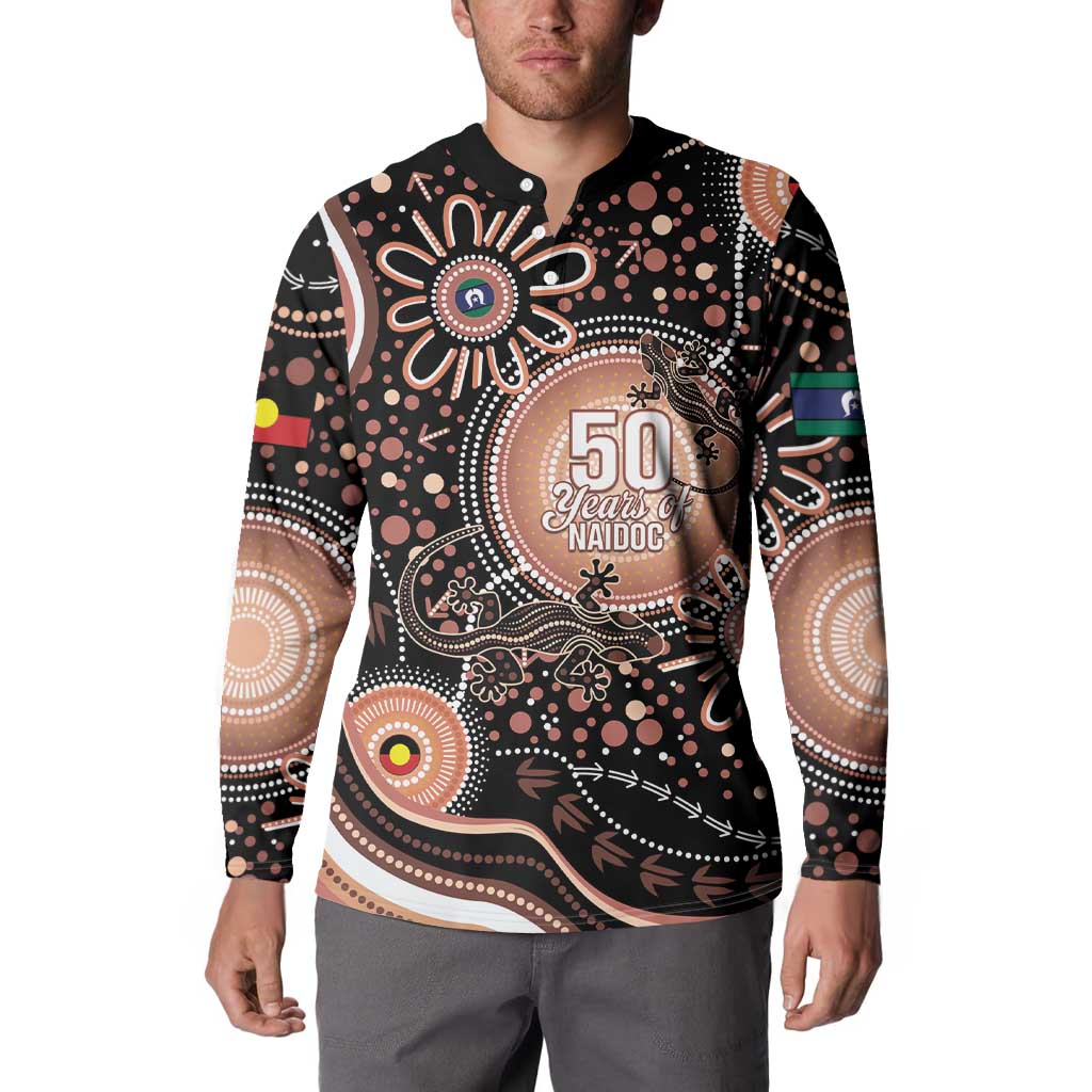 Australia NAIDOC Week Button Sweatshirt Happy 50th Anniversary Brown Version