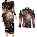 Australia NAIDOC Week Couples Matching Long Sleeve Bodycon Dress and Long Sleeve Button Shirt Happy 50th Anniversary Brown Version