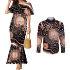 Australia NAIDOC Week Couples Matching Mermaid Dress and Long Sleeve Button Shirt Happy 50th Anniversary Brown Version