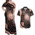 Australia NAIDOC Week Couples Matching Off Shoulder Maxi Dress and Hawaiian Shirt Happy 50th Anniversary Brown Version