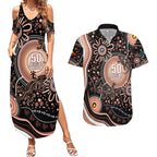 Australia NAIDOC Week Couples Matching Summer Maxi Dress and Hawaiian Shirt Happy 50th Anniversary Brown Version