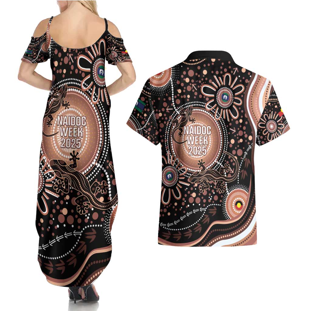 Australia NAIDOC Week Couples Matching Summer Maxi Dress and Hawaiian Shirt Happy 50th Anniversary Brown Version