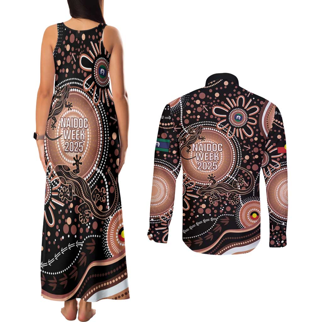 Australia NAIDOC Week Couples Matching Tank Maxi Dress and Long Sleeve Button Shirt Happy 50th Anniversary Brown Version