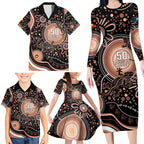 Australia NAIDOC Week Family Matching Long Sleeve Bodycon Dress and Hawaiian Shirt Happy 50th Anniversary Brown Version