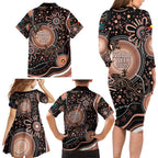 Australia NAIDOC Week Family Matching Long Sleeve Bodycon Dress and Hawaiian Shirt Happy 50th Anniversary Brown Version