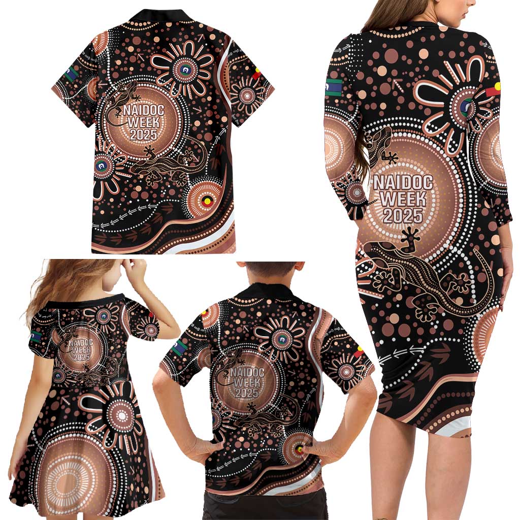 Australia NAIDOC Week Family Matching Long Sleeve Bodycon Dress and Hawaiian Shirt Happy 50th Anniversary Brown Version