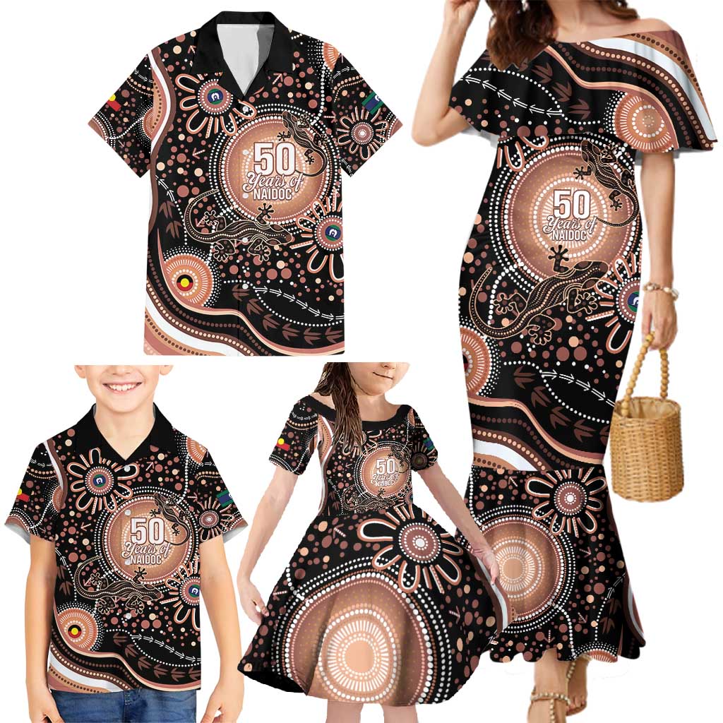 Australia NAIDOC Week Family Matching Mermaid Dress and Hawaiian Shirt Happy 50th Anniversary Brown Version